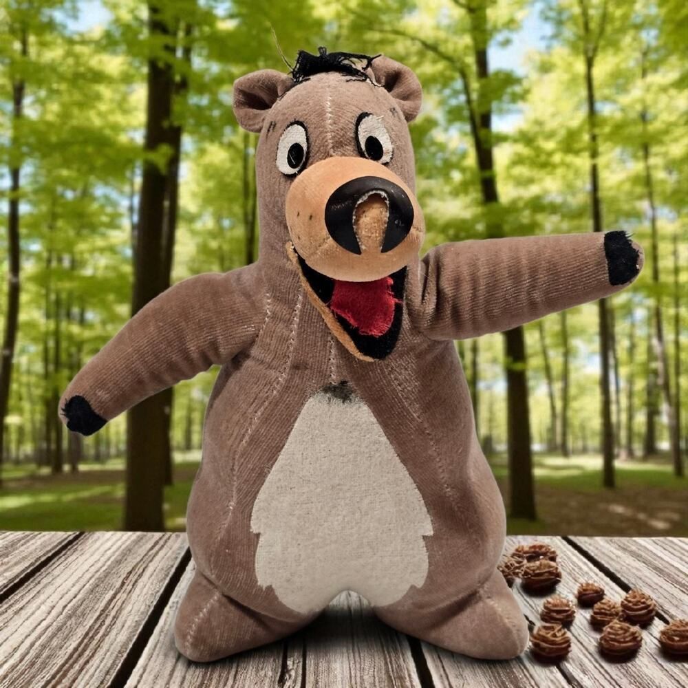 Vintage Disney Jungle Book Baloo Bear Stuffed Animal Toy 1960s 6" As Is
